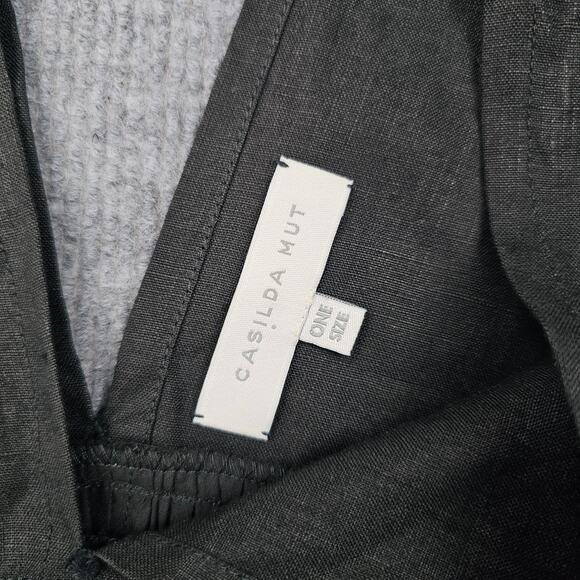 Casilda Mut Top Womens One Size Black Pleated Coastal Chic Minimal Lagenlook - Picture 5 of 7